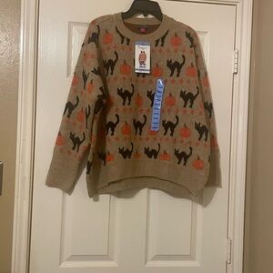 Vince Camuto Women’s Halloween Cat and Pumpkin Sweater Size: L